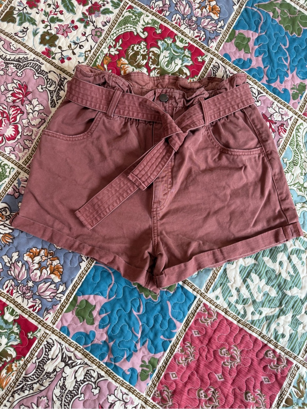 Abercrombie & Fitch short Dusty Rose pink Paperbag High Waist Belted Small S